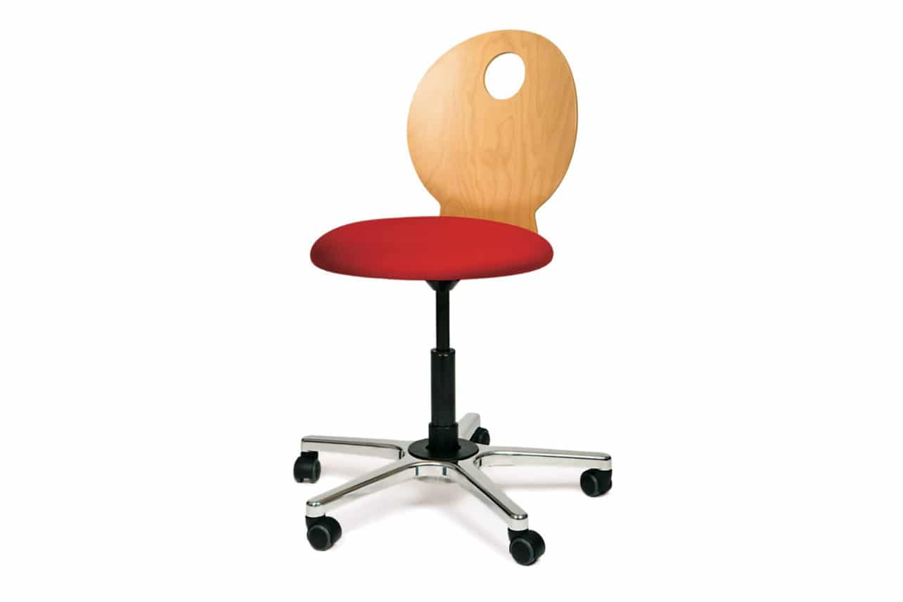 ergonomischer Bürostuhl M34 mit Rückenlehne aus Holz, geeignet für Jugendliche