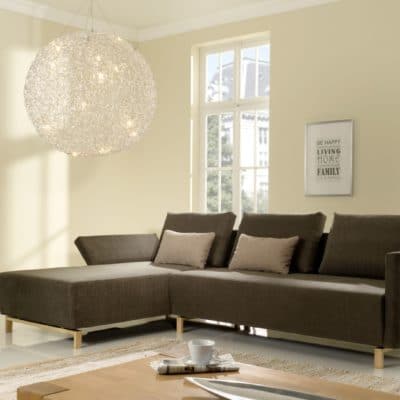 braunes 2,5-Sitzer Sofa Gio mit Recamiere und klappbaren Armlehnen