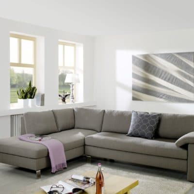 2-Sitzer Sofa Sirio mit Ottomane in Graubeige