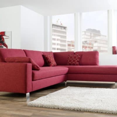 rotes Ecksofa Sirio mit Ottomane